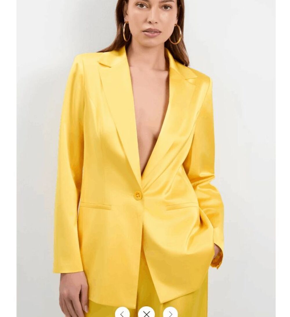 NWT Trina Turk Giardino Satin Blazer- Lambretta Lemon- Size 12